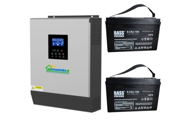 Солнечный фотоэлектрический инвертор OFF-GRID PWM3KW50A PWM 3 KW + WiFi + аккумулятор Bass Polska AGM BP-5976 (х2)